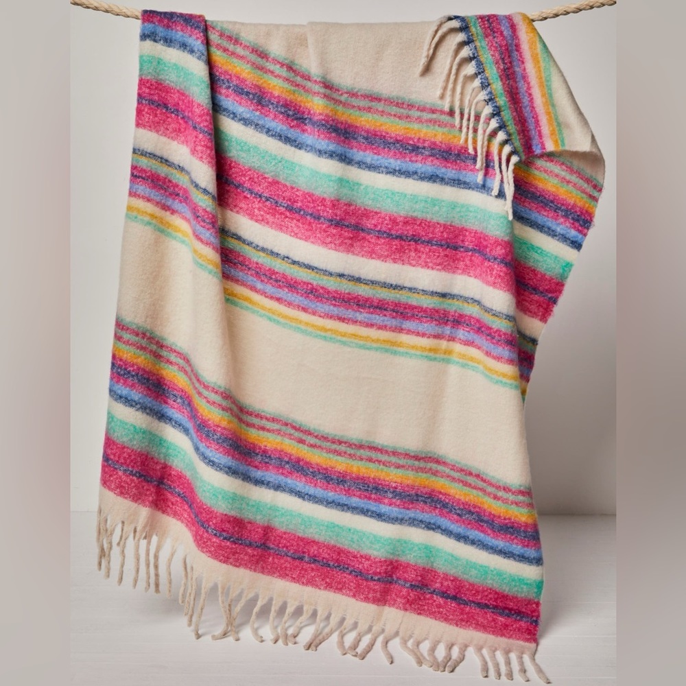 Free People Colorful Skye Striped Blanket/Throw - NWOT